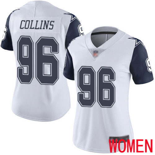 Women Dallas Cowboys Limited White Maliek Collins 96 Rush Vapor Untouchable NFL Jersey